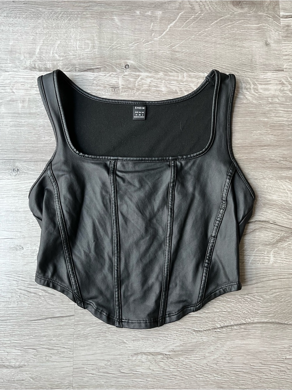Black Faux Leather Corset Tank